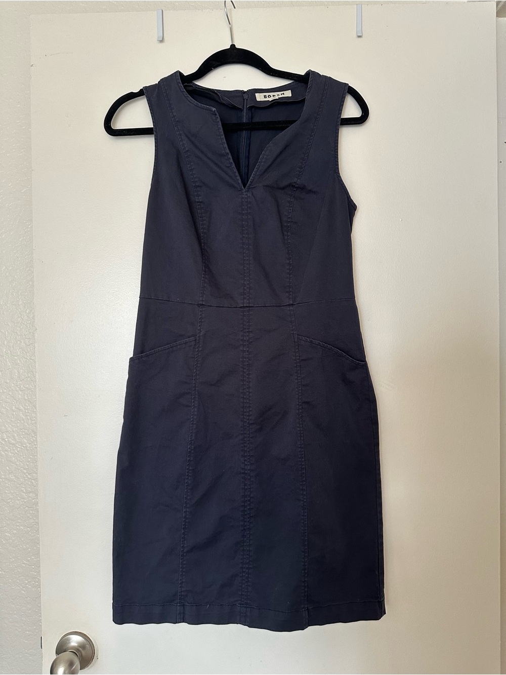 Boden Navy Helena Chino Dress Pencil V Neck Sleeveless - Picture 4 of 7